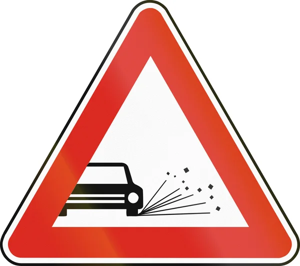スロバキア - 緩い chippings で使用される道路標識 — ストック写真