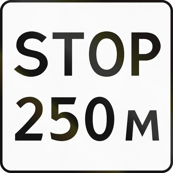 Supplementary Road sign used in Russia - Stop after 250 meters — Stock Photo, Image