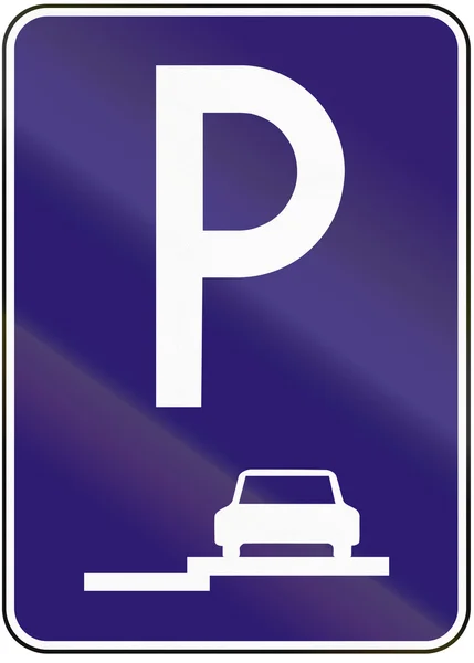 Road sign used in Slovakia - Parallel parking on the Pavement — Stock Photo, Image