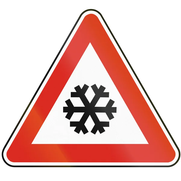 슬로바키아-눈 또는 블랙 아이스에에서 사용 되는로 표지판 — 스톡 사진