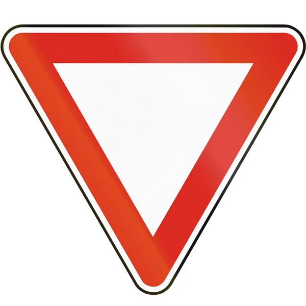 Road sign used in Slovakia - Yield — Stock Photo, Image