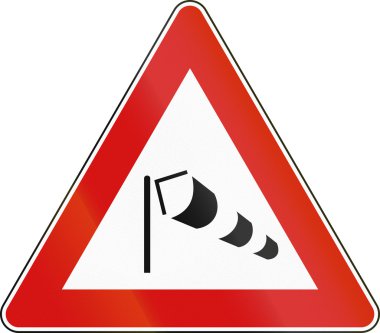 İtalya - rüzgarlar güçlü kullanılan yol işareti