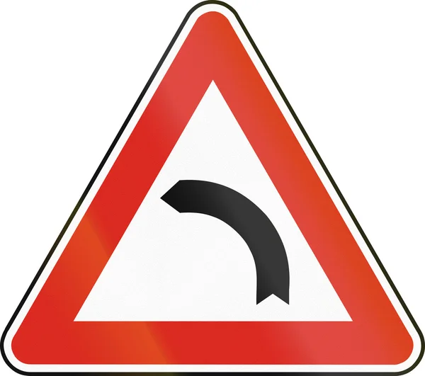 Road sign used in Slovakia - Turn left. — Stock Photo, Image