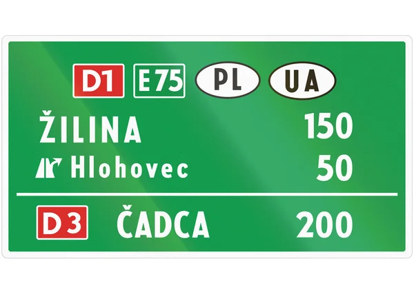斯洛伐克-高速公路距离标志用路标 — 图库照片