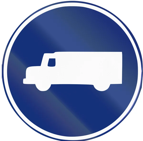 Señal de tráfico utilizada en España - Carril de camión obligatorio —  Fotos de Stock