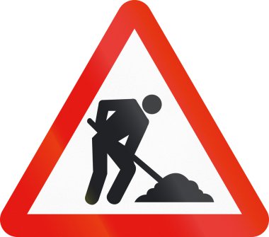 İspanya - Roadworks kullanılan yol işareti