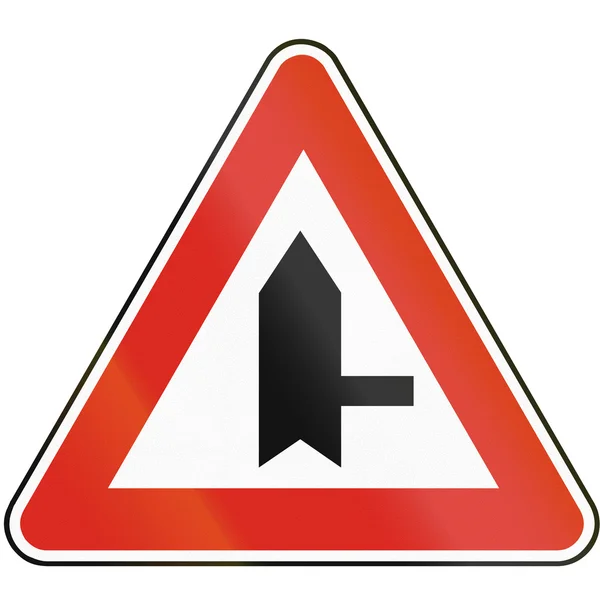 Road sign used in Slovakia - Intersection with priority — Stock Photo, Image