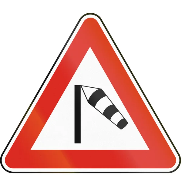 Znak drogowy używany w Słowacji - bocznego wiatru — Zdjęcie stockowe