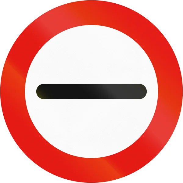 Road sign used in Spain - Prohibition of passing without stopping — Stock Photo, Image