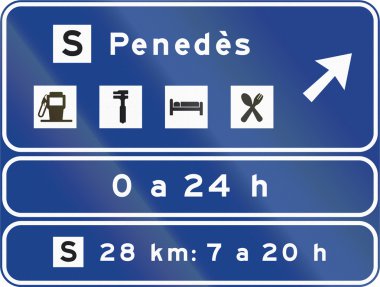 İspanya - servis alanı kullanılan yol işareti