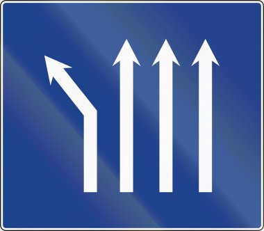 İspanya - dört şeritli bir yol çatal sol kullanılan yol işareti