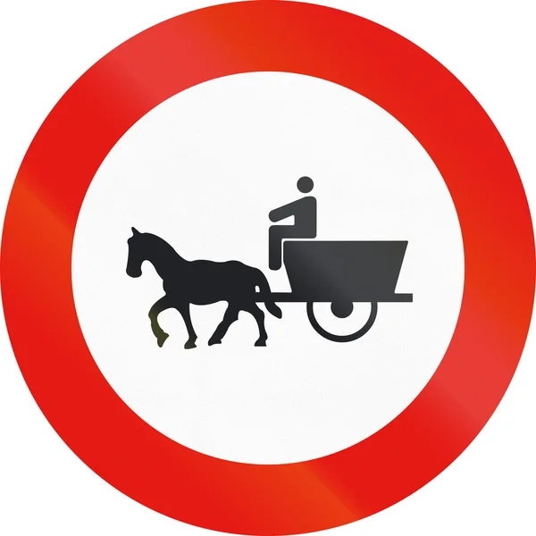 Road sign used in Spain - Forbidden entry to animal-drawn vehicles — Stock Photo, Image