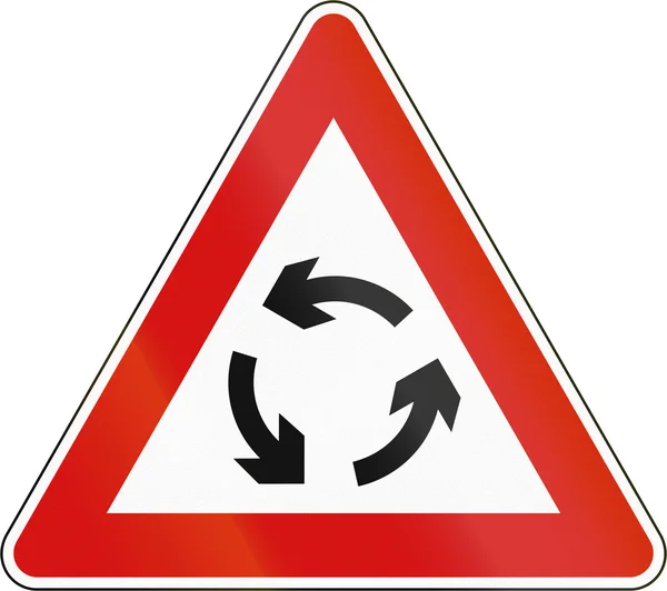 Slovenian road warning sign - Traffic circle. — Stock Photo, Image