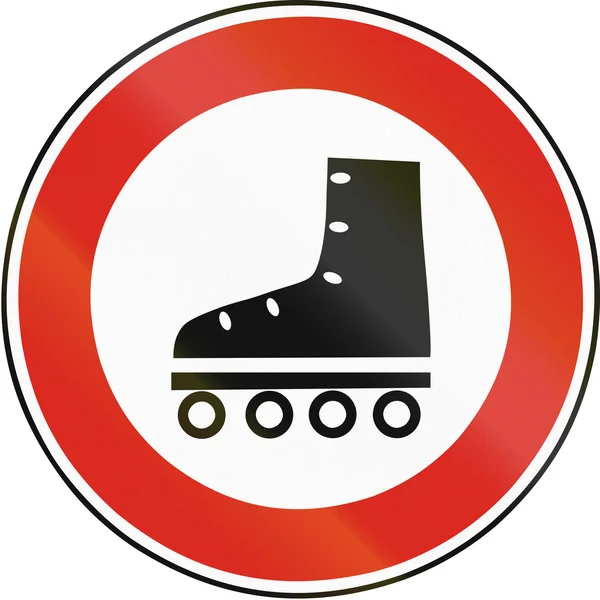 Road sign used in Slovakia - No Roller Blading — Stock Photo, Image