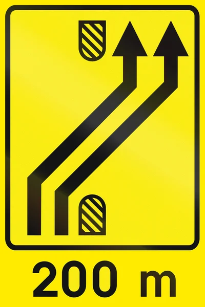 Slovenian road sign - Traffic lane management. — Stock Photo, Image