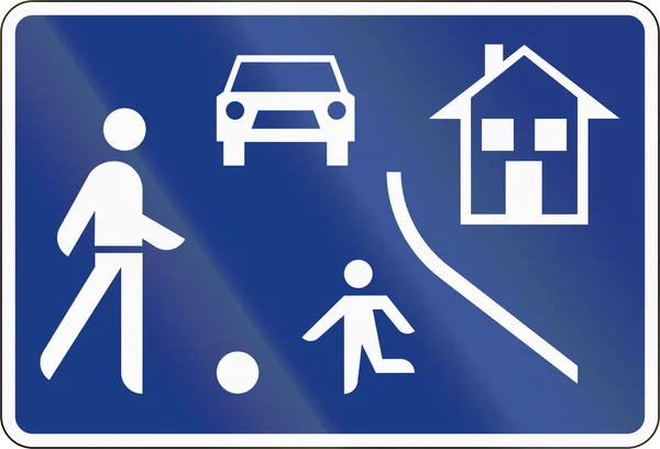 Znak drogowy w Słowenii - Home Zone — Zdjęcie stockowe