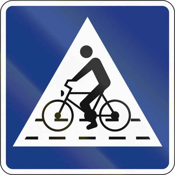 Sinal de estrada - Passagem de bicicleta na Eslovénia — Fotografia de Stock