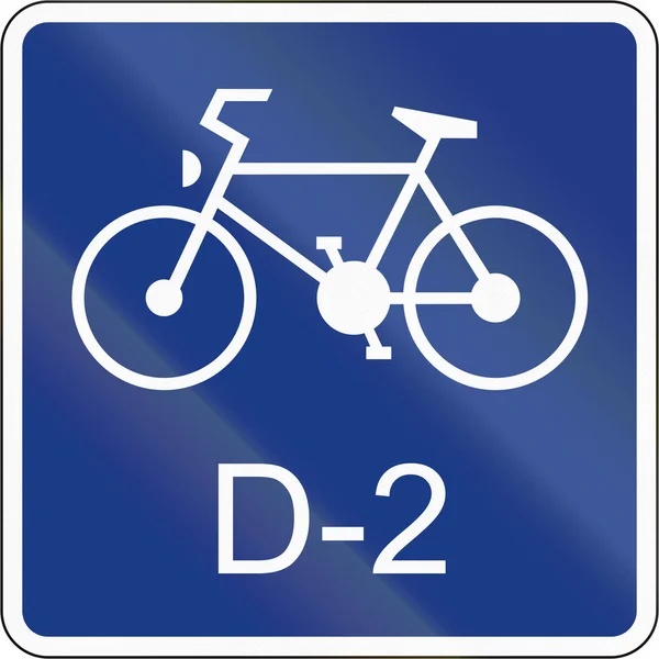 Sinal rodoviário esloveno - Rota de bicicleta D-2 — Fotografia de Stock