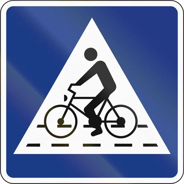 Road sign - Bicycle Crossing in Slovenia — Stock Photo, Image