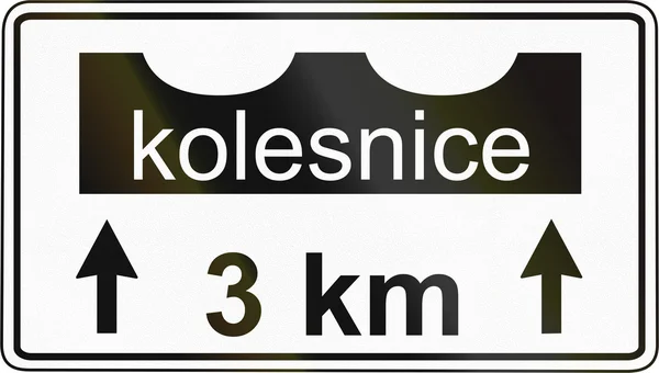 Señal de tráfico eslovena - Kolesnice significa rutina — Foto de Stock