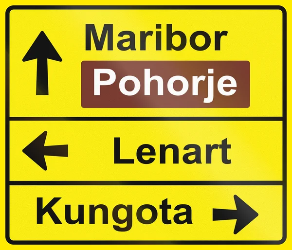 슬로베니아어 가이드도로 표지판-방향 테이블 — 스톡 사진