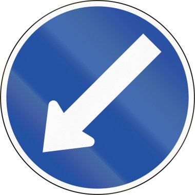 Güney Koreli zorunlu yön işareti - sol tutmak.