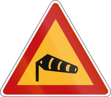 Güney Kore yol işareti - Dangerous Side rüzgarlar.