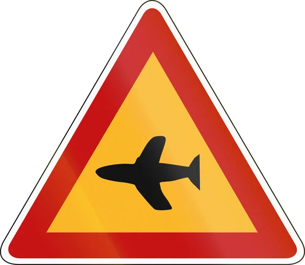Korea trafikerar säkerhet underteckna-uppmärksamhet-flygplan — Stockfoto
