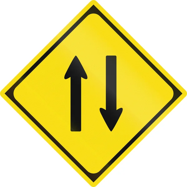 Japanese warning road sign - Two-way traffic — Stock Photo, Image