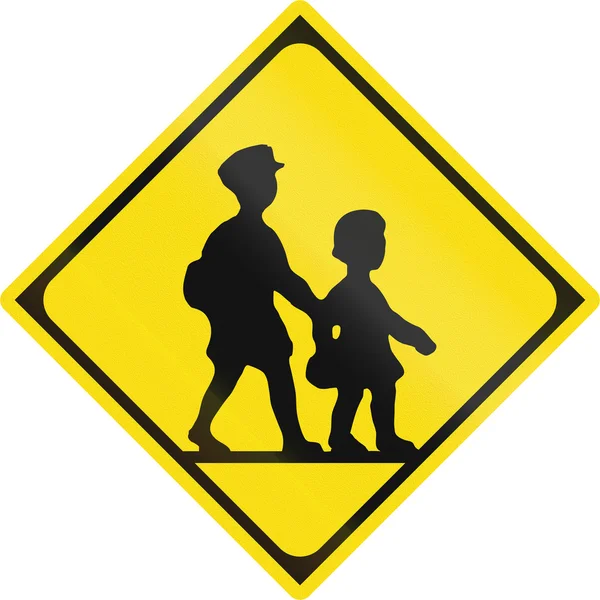 Sinal de estrada japonês - Cuidado com as crianças — Fotografia de Stock