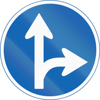 Japon yol işareti - Zorunlu yön takip edilecek