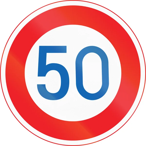 日本道路标志-最大限速 50 公里/每小时 — 图库照片