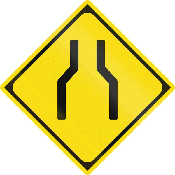 Japanese warning road sign - Road narrows — Stock Photo, Image