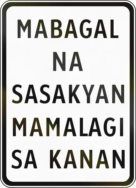 Panneau routier aux Philippines - Les véhicules lents gardent la droite — Photo