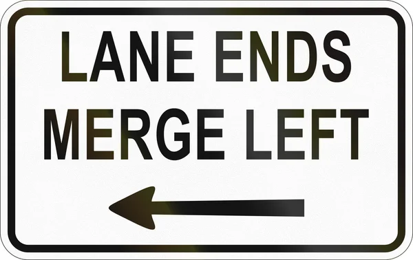 Дополнительная панель для дорожного знака на Филиппинах - Lane Ends, Merge Left — стоковое фото