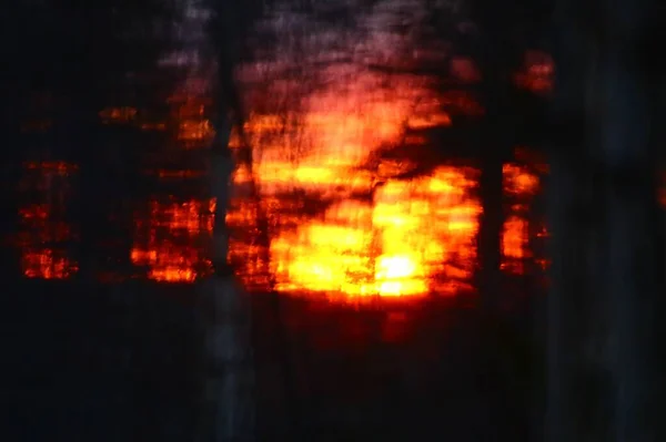 Tiro Embaçado Conceitual Pôr Sol Laranja Brilhante — Fotografia de Stock