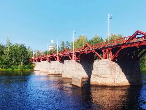 Ponte Lejonstromsbron Skelleftea Norte Suécia — Fotografia de Stock