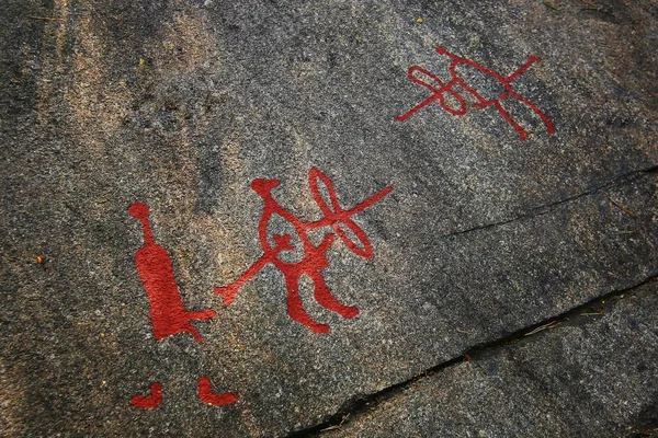 Rotstekeningen Schilderen Het World Heritage Site Tanum Zweden — Stockfoto
