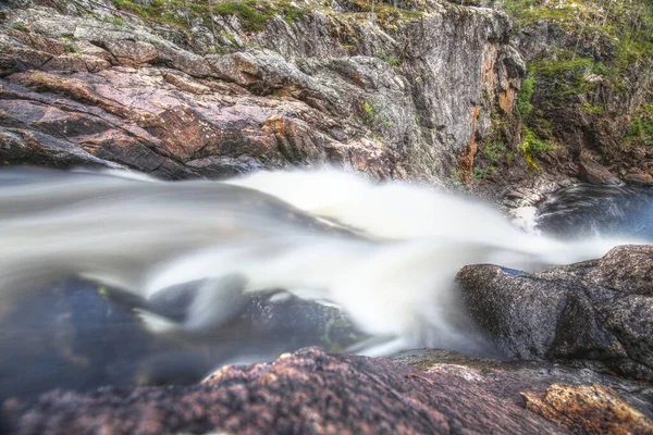 Gambar Lama Air Terjun Taman Nasional Muddus Swedia — Stok Foto