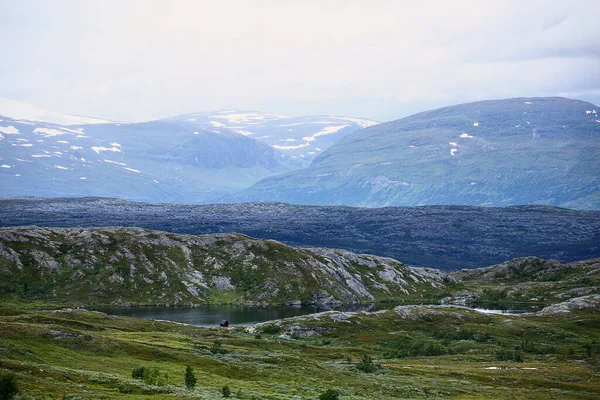 Landschap Aan Het Meer Bergen Zweeds Lapland — Stockfoto