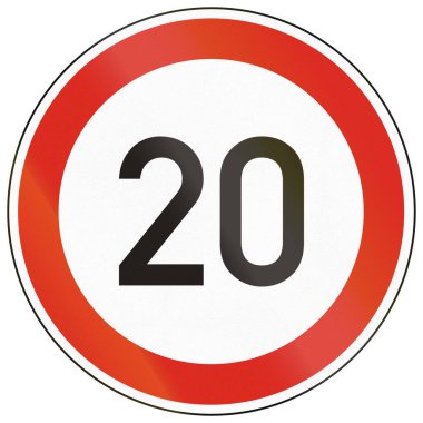 Macaristan 'da yol işareti - Hız sınırı 20 kmh.