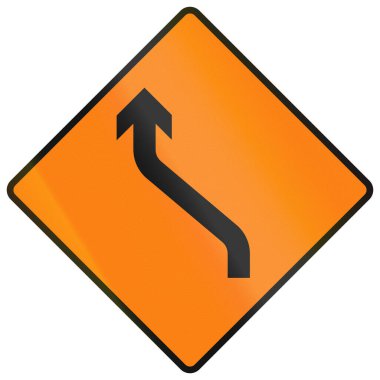 İrlanda 'da kullanılan geçici uyarı yol işareti - Sola Taşı.