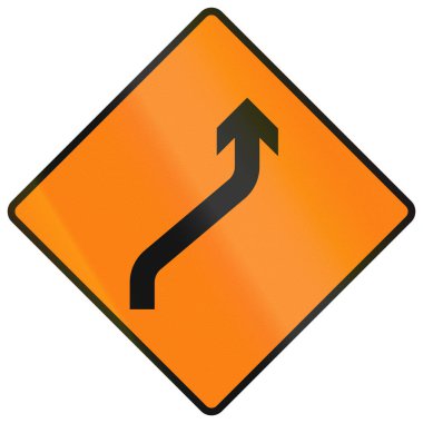 İrlanda 'da kullanılan geçici uyarı yol işareti - Sağa Taşı.