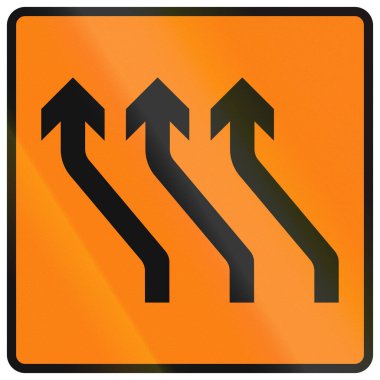 İrlanda 'da geçici uyarı işareti kullanıldı - Sola Taşı (Üç şerit)).