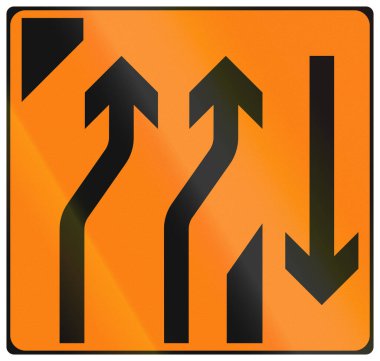 İrlanda 'da geçici uyarı levhası kullanıldı - Sağda iki şeritli kavşak.