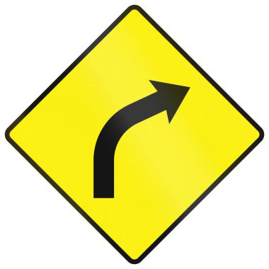 İrlanda 'da yol uyarısı - Sağa keskin viraj.