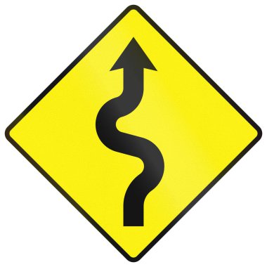 Uyarı levhası İrlanda 'da kullanılır - İleride keskin virajlar serisi, ilk sağa.