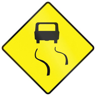 İrlanda 'da Uyarı Yol İşareti Kullanıldı - Kaygan yüzey.