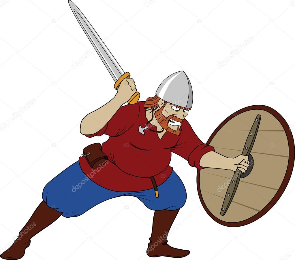 cartoon furious viking