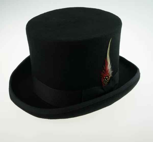 Chapéu superior com pena — Fotografia de Stock
